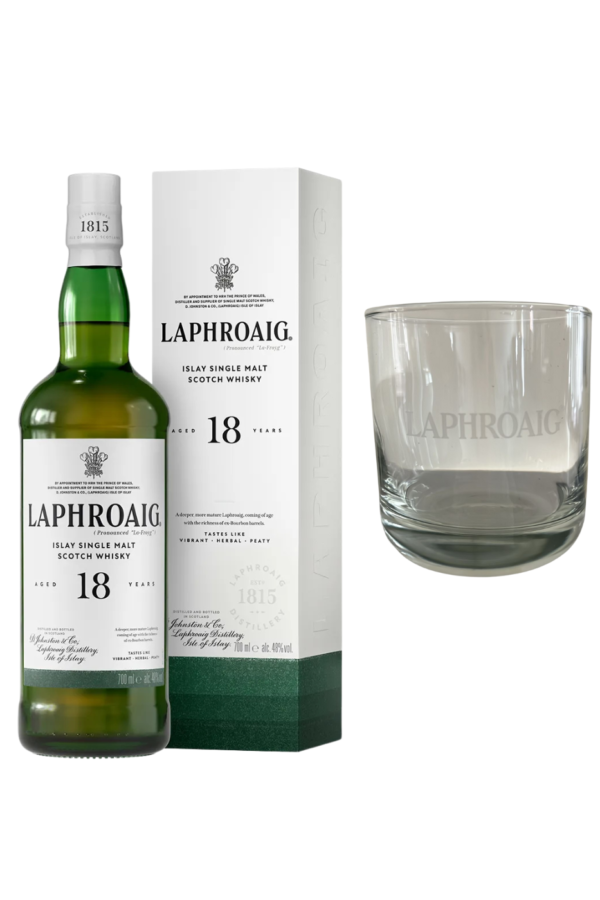 Laphroaig 18 Year Old with free tasting glass