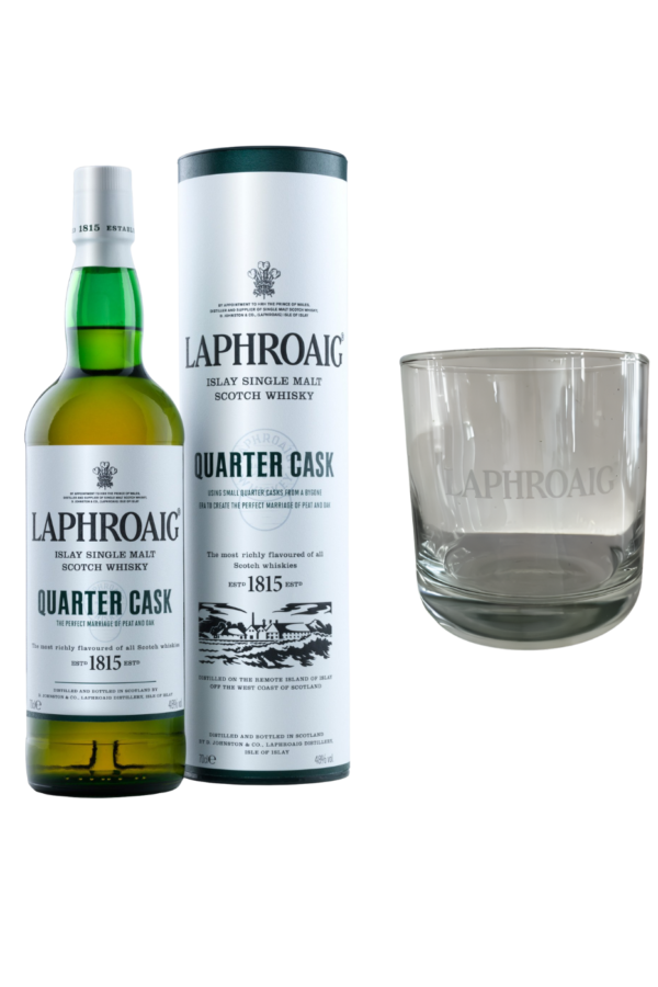 Laphroaig quarter cask with free whisky glass whisky brokers associates