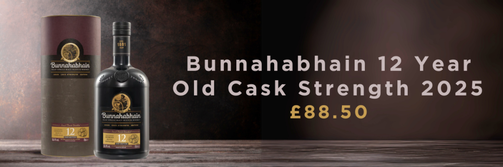 Bunnahabhain 12 year old cask strength 2025 release now in stock